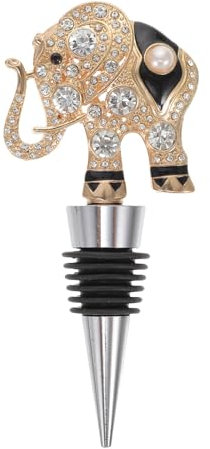 TOPBATHY Alloy Elephant Wine Bottle Stopper Rhinestones Decorative Red Wine Bottle Plug Zinc Alloy Cork for Home and Bar Use