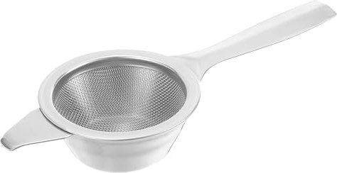 QUARKZMAN 1 Pcs Infuseur à Thé avec Poignée Pliable, Bol d'Égouttage, Passoire à Thé en Vrac à Mailles Fines, Passoire à Thé en Acier Inoxydable pour Infuser du Thé en Vrac, Argent