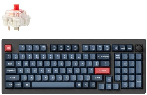 Keychron V5 Max Tastiera Meccanica senza fili con tastierino numerico, layout 96%, QMK/VIA, 2,4 GHz/Bluetooth 5.1/USB, LED RGB, Switch Gateron Jupiter Red hot-swappable per Mac Windows Linux