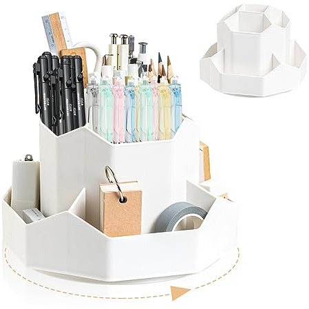 LOMUG Schreibtisch Organizer, 360 Grad Stiftehalter Drehbar Stifte Organizer Kinder Große Kapazitätstifte Organizer mit 9 Fächern,Stiftehalter Schreibtisch für Büro Schule Zuhause Bleistift Bürobedarf