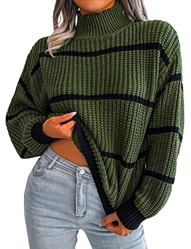 Pullover Damen Winter Elegant Elegant Langarm Pulli Basic Casual Rollkragenshirt Einfarbig Turtleneck Strickpullover Gestrickt Weich Damenpullover Langarm Elegant Oversize Winterpullover Warm