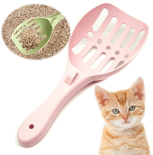 Petopedia Strong Cat Litter Scoop – Plastic Shovel for Cats Litters, Poop Scoop – Handy Sand Sifter, Sieve Cleaning Tool – Used with Litter Box and Trays for Cats & Kittens (Pink, Small)