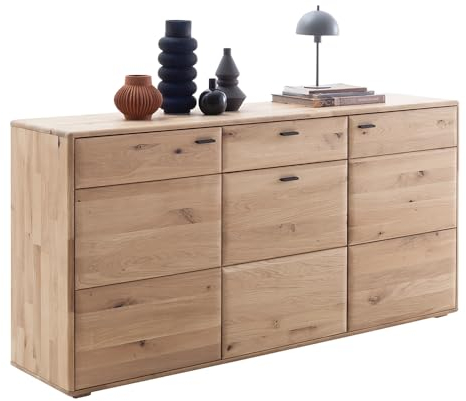 Lomadox Sideboard Kommode in Eiche massiv geölt, Massivholz, Echtholz