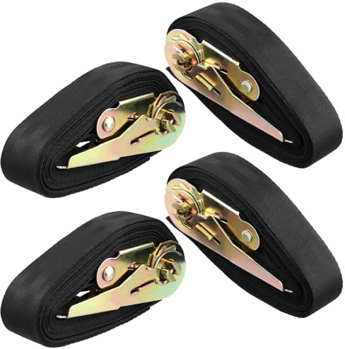 QWORK® 4 Stück Spanngurte mit Ratsche, 4m Wetterfest Zurrgurt, Spanngurt Set, für Kajak, Surfbrett, Fahrrad, Motorrad, Auto