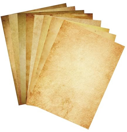 48 Sheets Vintage A4 Double-Sided Printing Paper for Journals Scrapbooking - 100GSM Antique Parchment Aged Paper, Compatible with Inkjet & Laser Printers, Perfect for Crafting, Letters & Art Projects
