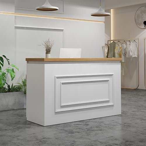 Moderner Empfangstheke für den Einzelhandel, mit abschließbaren Schubladen, multifunktionaler Stehtheke für Salon, Büro oder Empfangsraum, Weiß (80 cm/31)