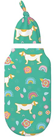 FJAUOQ Wickeldecke für Neugeborene mit Mütze, Regenbogen-Design, Baby-Wickeltuch, Spucktuch und Kinderwagen-Abdeckung, perfekt für Jungen und Mädchen