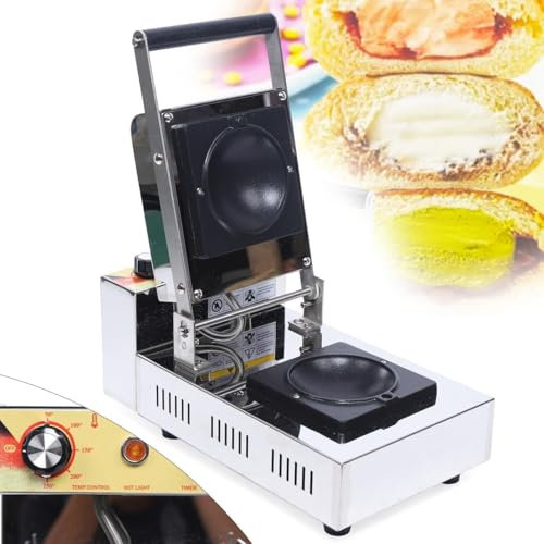 HERGDB Commercial Burger Waffle Maker Electric Panini Press Machine, Electric Ice Cream Sandwich Burger Maker Stuffed Waffle Machine, Double Head,breakfast Milk Tea Shop Equipment double/97(Single)