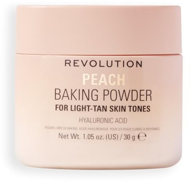 Revolution Loose Baking Powder – Cipria fissante in polvere libera, finish luminoso, assorbe lucidità e sebo in eccesso, vegana e cruelty-free, 30 g, Peach
