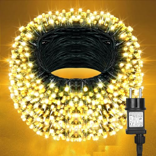 Withosent LED Lichterkette Innen Außen 60m, 600er LED Lichterkette Weihnachtsbaum, 8 Modi IP44 Wasserdicht Fairy Lights mit Speicherfunktion, mit Kabel und Stecker, für Weihnachten, Garten
