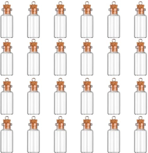 Hpmjz 24 Pcs Small Glass Bottle with Cork Lids Mini Glass Bottle Christmas Clear Spell Jars 3ml Potion Bottles Mini Message Bottles Jars Tiny Wishing Bottlez for Christmas Decoration Wedding Party