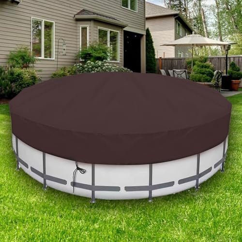 Cubierta Redonda para Piscinas elevadas, Cubiertas de Piscina de Invierno de Material Duradero, Impermeables y a Prueba de Polvo,Marrón,10FT/305CM