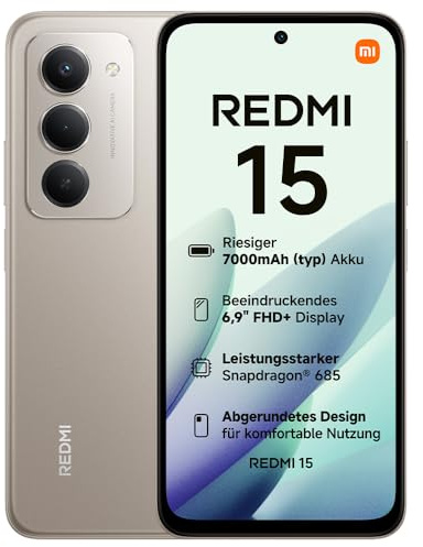 XIAOMI REDMI 15 - Smartphone de 6+128GB, Cámara Dual de 50MP con AI, Pantalla inmersiva de 6,9” FHD+, Snapdragon 685, Carga rápida de 33W, Cargador no Incluido, Gris (Versión ES)