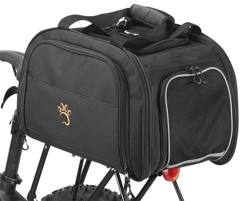 Sac à dos pour chien - panier pour chien - support de vélo de chat | Sac pour animaux de compagnie pliable avec poches latérales et épaule avec épaule | 43 cm ventilé et facile à nettoyer, idéal pour