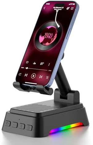 doopo Haut-parleur Bluetooth avec support pour téléphone portable, veilleuse, fonction de charge et mode changement de couleur