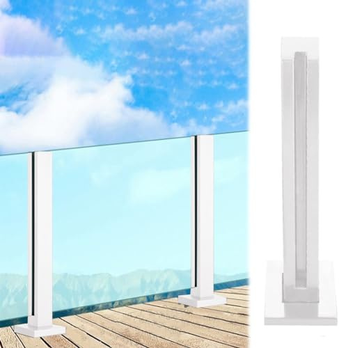Poteau de balustrade carré en verre pour extérieur, garde-corps en verre blanc pour panneaux de 0,9 cm ou 1,27 cm d'épaisseur, poteau de montage coupe-vent pour balcon/terrasse/véranda
