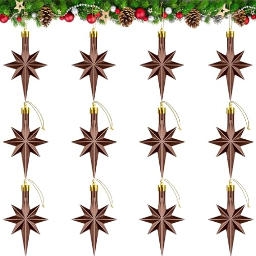 12 Stück Weihnachtsschmuck Stern, Weihnachtssterne Deko, Weihnachtsbaumschmuck Sterne, Weihnachtsbaum Anhänger Stern Ornamente, Sterne Weihnachtsbaum für Weihnachten Party Dekoration (D)