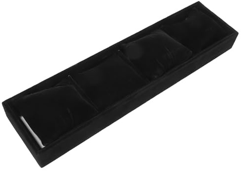 Toyvian Vassoio per Orologi e Braccialetti in Velluto Nero 4 Scomparti Rimovibili, Organizer Protettivo per Conservazione Quotidiana, per Esposizione Orologi e Gioielli