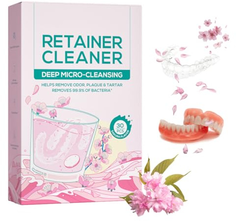Tablettes de nettoyage Retainer,Nettoyant Pastille Appareil Dentaire,Nettoyant Gouttiere Dentaire,pour appareils orthodontiques et gouttières,prothèses dentaires,aligneurs,Fleur de cerisier
