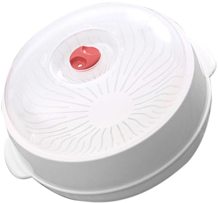 OFFIGAM Vaporiera per Microonde in Materiale Sicuro Piatto per Cottura Vapore Rapida di Verdure e Pesce con Coperchio Trasparente Accessorio Cucina Moderno e Salubre