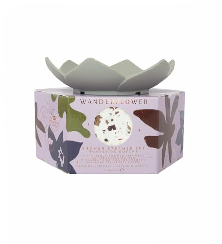 Wanderflower Shower Steamer Gift Set Reuseable Holder Floral Pamper Women Beauty Essential