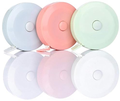 3 Stück Mini Maßband,150 cm Hochpräzise Plastik Körpermaßband,Einziehbares Weiches Doppelseitiges Massband für Körpergröße, Kleidung, Oberweite, Kopfumfang, Längenmessung (Grün/Rosa/Blau)