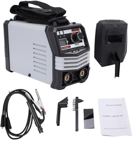 Spacnana Saldatrice Portatile, Tecnologia Inverter IGBT Display Digitale Saldatore MMA di Raffreddamento Efficiente, con Protezione da Sovraccarico Termico, per Elettrodi da 1,0 5,0 Mm (Spina europea)
