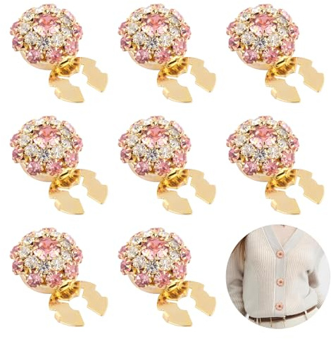 MOSTFUN 8 Cubiertas de Botones de Diamantes de Imitación, Cubiertas de Botones Desmontables, Adornos Decorativos para Ropa, Blusas, Gemelos, Disfraces, Adornos, Manualidades
