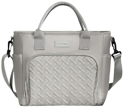 FAVORTALK Insulated Lunch Bag Lunch Bags for Women for Work with Adjustable Strap for School Womens Large Lunch Bag B42208 Grey