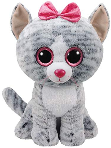 TY 36838 - Kiki - Katze Pluschtier mit Glitzeraugen Glubschi's Beanie Boo's, 42 cm, grau