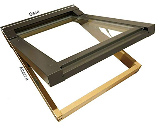 Lucernario per Tetto Finestra Mansarda Upivot Legno Alluminio Apertura tipo Vasistas. Abbaino Certificato. Tutte le Dimensioni. Doppio Vetro. Vetro Camera Antigrandine - di Sicurezza cm 94X98