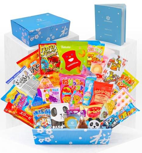 Sakura Box Japanese Snacks & Candy Gift Box & English Pamphlet 30 x Dagashi Sweets Candy Valentines Set