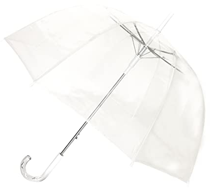 SMATI Parapluie Long Transparent, Forme Cloche, Ouverture Automatique, Anti-Vent, Couleur Blanc Mariage