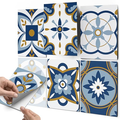 CREATISTO Fliesenaufkleber Fliesenfolie Mosaikfliesen - Stylische Sticker Aufkleber für Fliesen I Klebefliesen Deko Folien für Fliesen Ornament in Bad u. Küche (20x25 cm I 6 -Teilig)