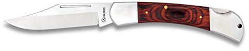 Navaja Comando Madera Roja 6 cm para Caza, Pesca, Camping, Outdoor, Supervivencia y Bushcraft Albainox 10421 + Portabotellas de regalo