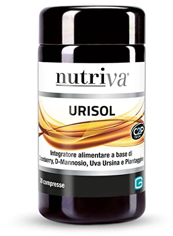 NUTRIVA Urisol, Integratore alimentare, Supporta le funzionalità delle vie urinarie. Integratore Naturale a base di Cranberry, D-Mannosio, Uva ursina e Piantaggine, Vegan, 30 compresse