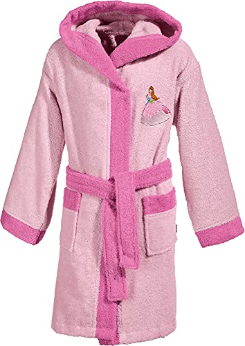 Erwin Müller Kinder Bademantel Prinzessin Baumwolle Frottier rosa Größe 86/92 - kuschelweich, saugstark, mit Kapuze, Taschen und Bindegürtel