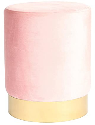 Harbour Housewares Runde Samt Pouffe - 29 X 36cm - Pink
