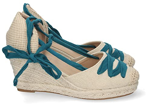 shoes&blues.es Sandalias de Cuna para Mujer, Forrada de Yute, Comodas, Pala con Cordon Cruzado, y Cierre de Cordones, Primavera Verano 2022