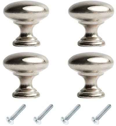 HARMAC HOUSE Round Cabinet Knobs 4 Pack Brushed Nickel Pull Handles, 1.18 Inch/30mm Diameter,Kitchen Cupboard, Bedroom Dresser, Bathroom Wardrobe Door Handle Mushroom Handles Knobs(4)