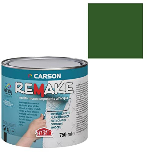 Colorificio Carson Remake Smalto Monocomponente All'Acqua Per Pavimenti E Rivestimenti Piastrelle Gres Additivo Incluso 750 Ml (Ral 6002 Verde foglia)