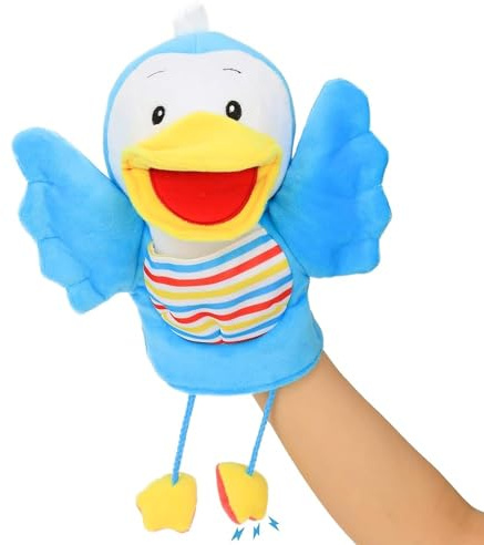 Hopearl Plüsch Vogel Handpuppe Mit Beweglichem Schnabel - Fantasievolles Lernspielzeug Für Rollenspiele & Theater - Interaktives Geschenk Für Jungen Und Mädchen (Himmelblau, 40 cm)
