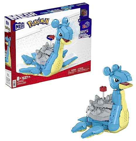MEGA POKÉMON Lapras - Das gepanzerte Transport-Pokémon (18 cm) im 527-teiliges Bauset mit Kurbelmechanismus in der lizenzierten Sammleredition, HKT26