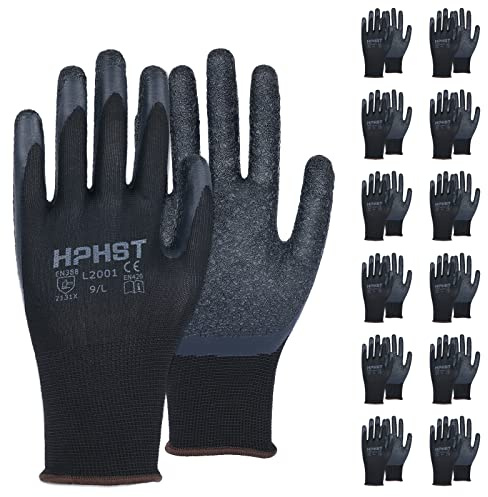 HPHST Robuste & komfortable Handschuhe Arbeitshandschuhe Herren Arbeitshandschuhe Damen - Gartenhandschuhe Herren - Mechaniker Handschuhe Herren mit Latex Beschichtung (Medium)