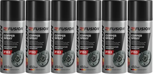 ProFusion Lubricante de Cobre en Spray Pack de 6 - Cooper Spray - Ayuda a Desmontar Las Piezas Oxidadas - Grasa de Cobre Ideal para Componentes Expuestos a Altas Temperaturas - 450 ml