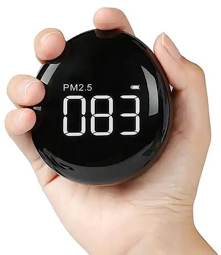 Handheld PM2.5 Tester, Real Time Mini Air Quality Detector for Indoor & Car, Rechargeable Battery Powered, Excessive Warning, 180° Air Inlet, LED Display