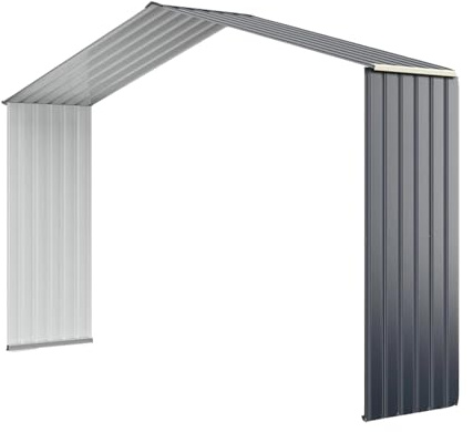 HOMASIS Scatola Espansa, Scatola Espansa del Capanno da Giardino con Tetto a Falde, Grigio, 340 x 255 x 210cm