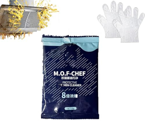 M.O.F-CHEF Nettoyant de cuisine de protection, dégraissant en poudre robuste, détachant tout usage, nettoyant puissant en mousse, élimine la graisse tenace (1 pièce)