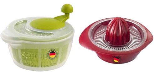 Westmark Centrifuga per insalata, Capacità: 5 litri, ø 26 cm, Plastica, Senza BPA, Fortuna & Spremiagrumi con vaschetta, Diametro: 18,7 cm, Capacità: 0,5 litri, Plastica, Limetta