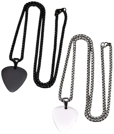 Generisch 2 Stück Gitarren Plektrum Zarte Damen Halskette Edelstahl Halskette Plektrum Anhänger Halskette Bezaubernde Halskette Anhänger Tragbar Bass Plektrum Gitarren Zubehör